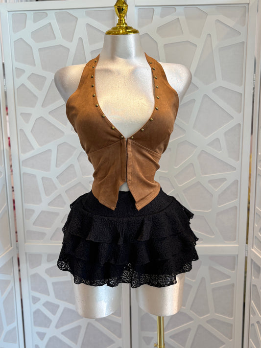 Tiered lace skort