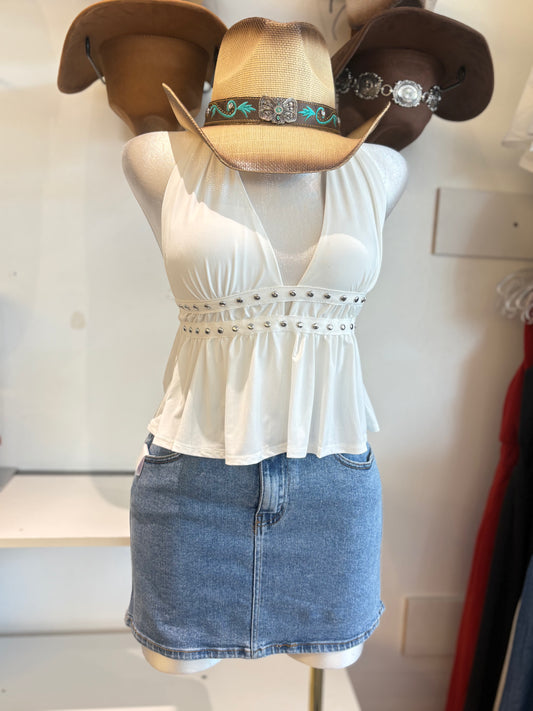 Valeria studded halter top