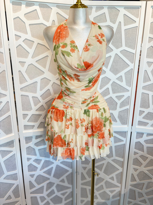 Sunset ruffle floral dress