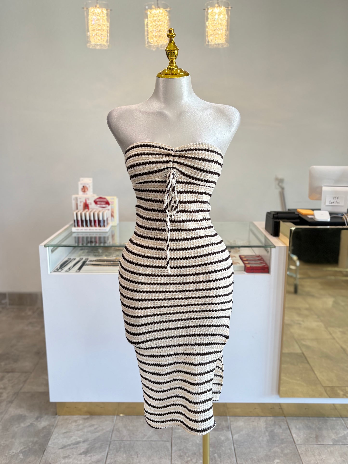Stripped maxi knit dress