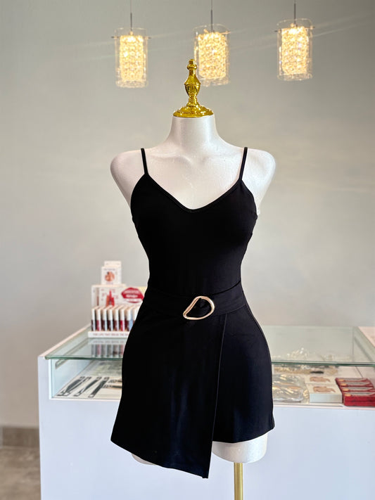 Asymmetrical skort romper