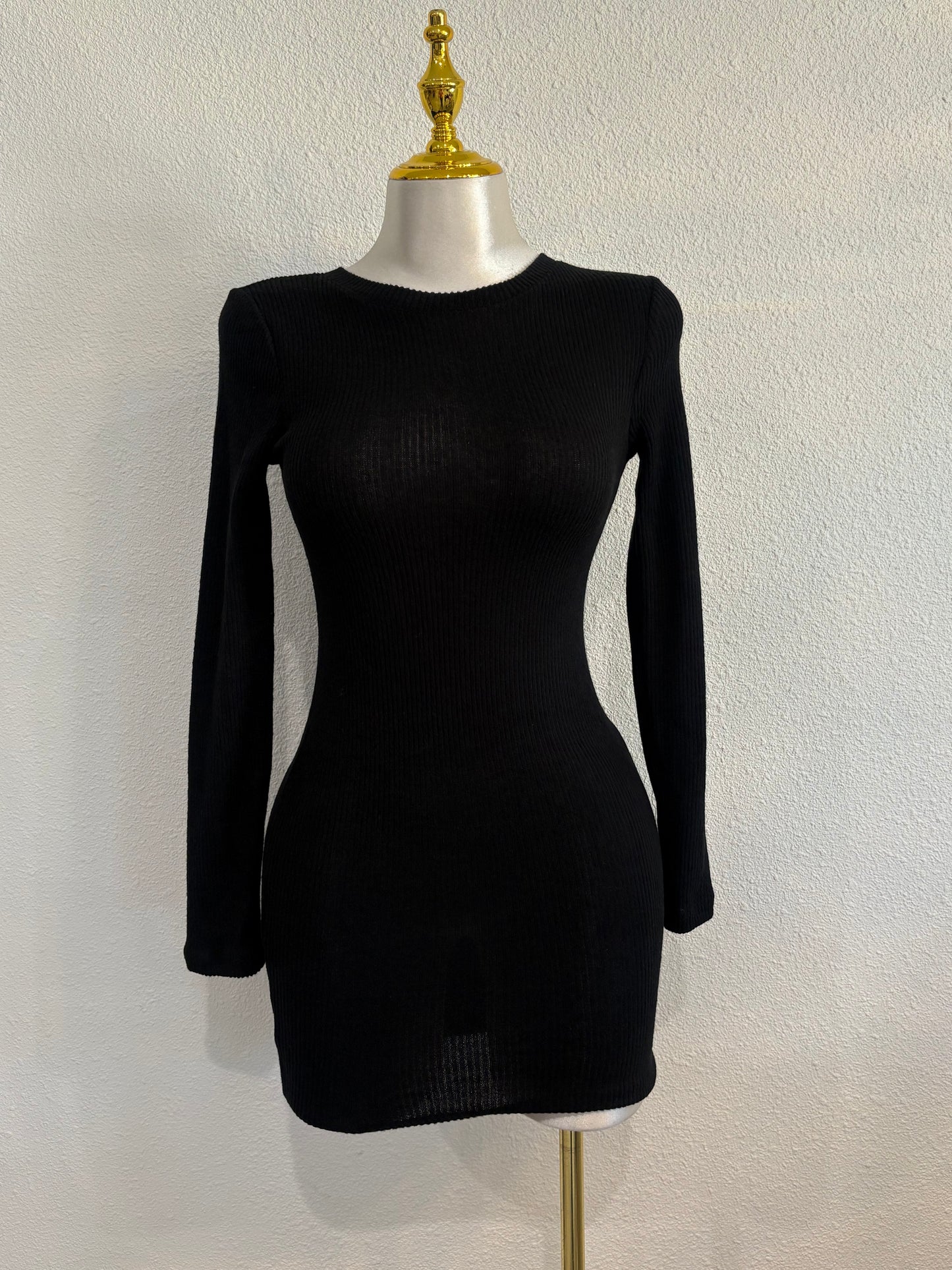 Ribbed long sleeve dress