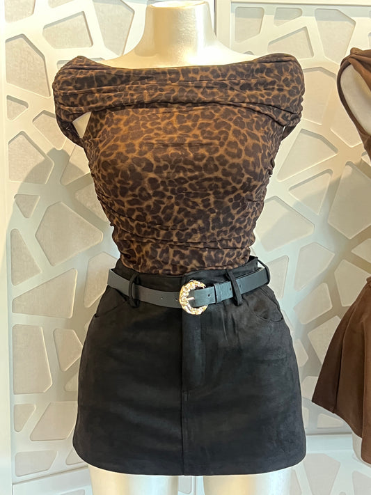 SUEDE MINI SKIRT WITH BELT