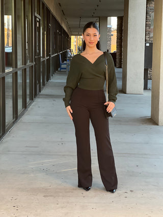 MEX SCUBA CREPE WIDE LEG PANTS WITH PIN TUCKS