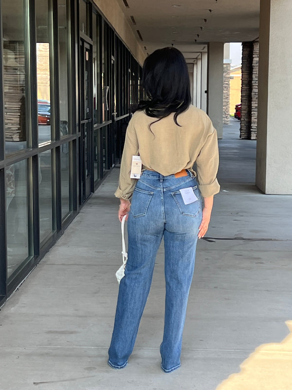 Long Sleeve Camp Collar Textured Gauze Over Shirt