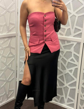 Strapless button up vest