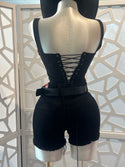 Jessie Embroidered Suede Corset