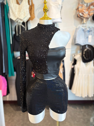 One sleeve sequin top