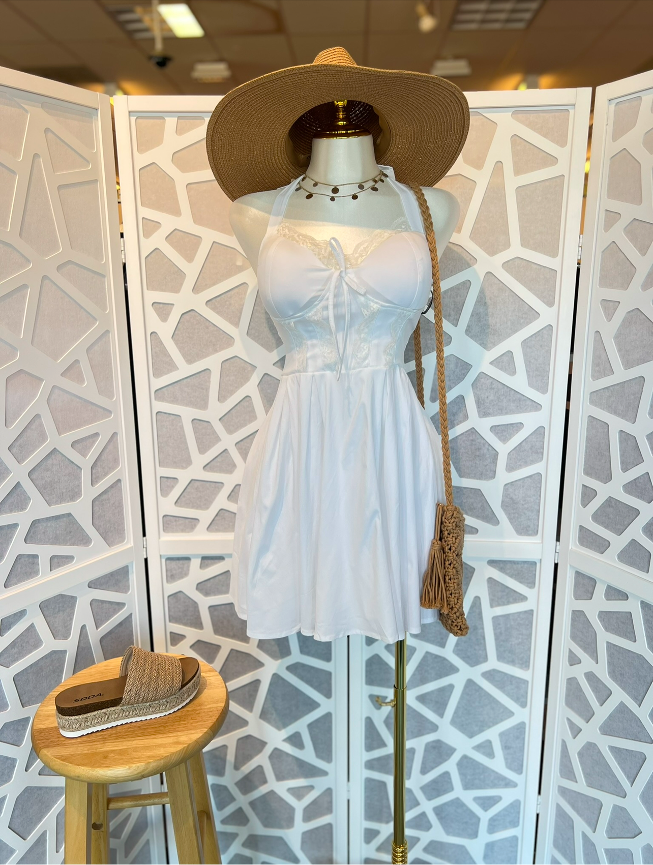 Corset Self-Tie Ribbon Zippered Dress