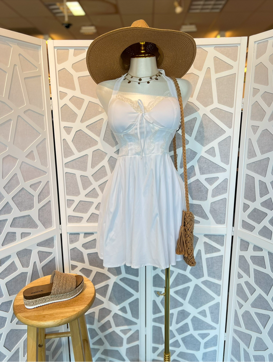Corset Self-Tie Ribbon Zippered Dress