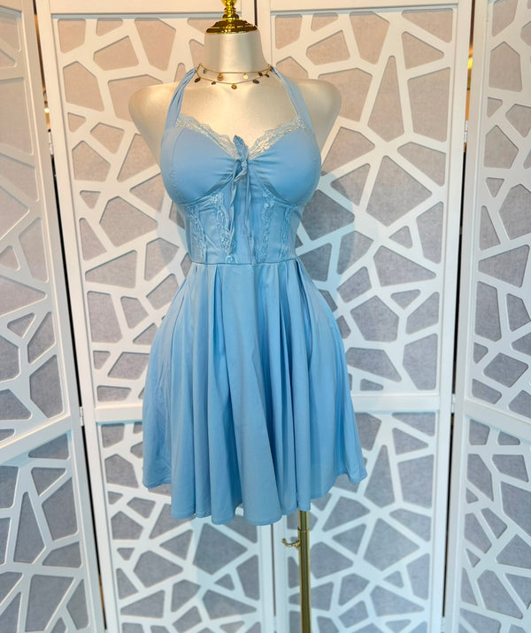 Corset Self-Tie Ribbon Zippered Dress