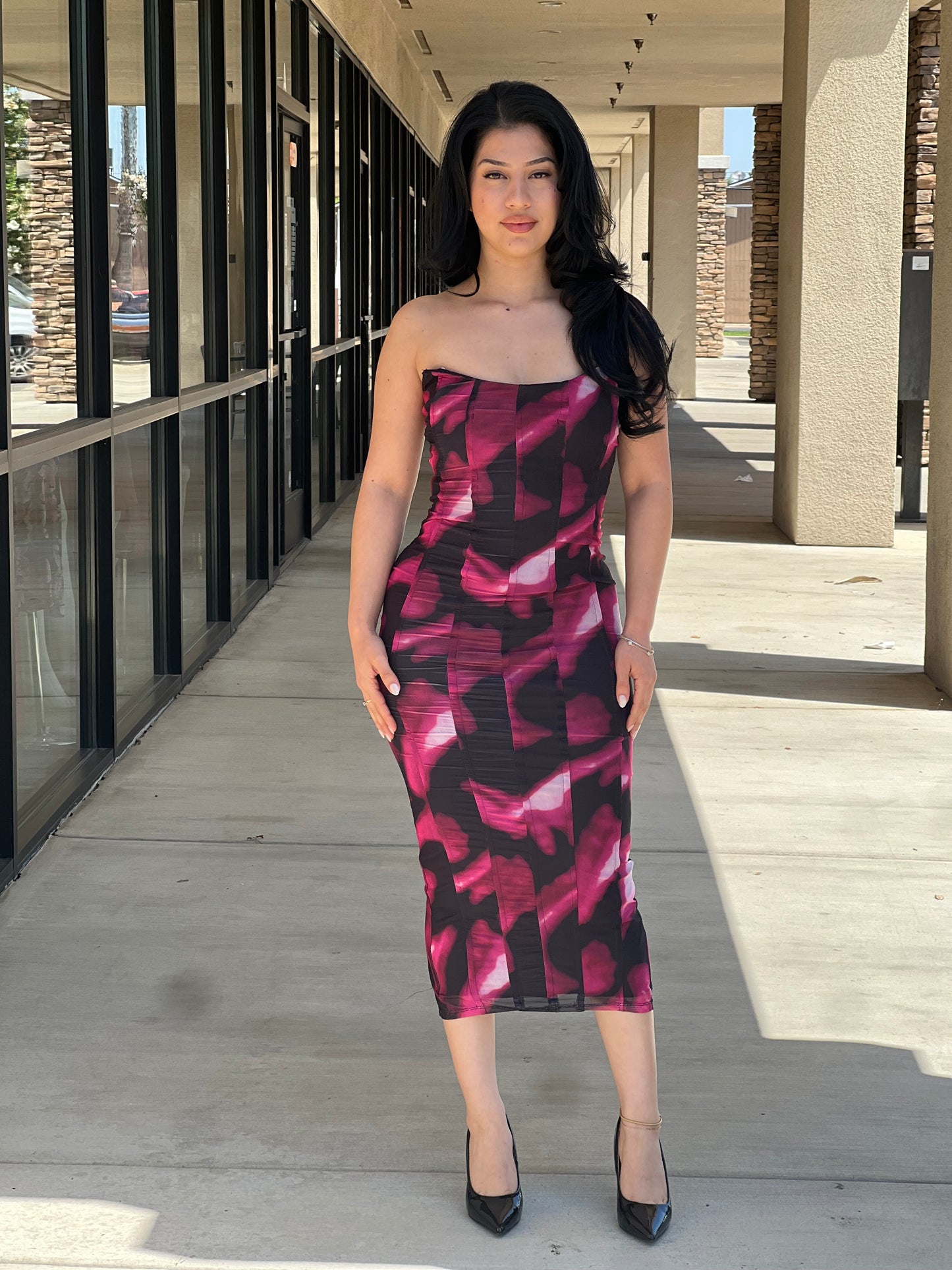 ANA CORSET MIDI DRESS