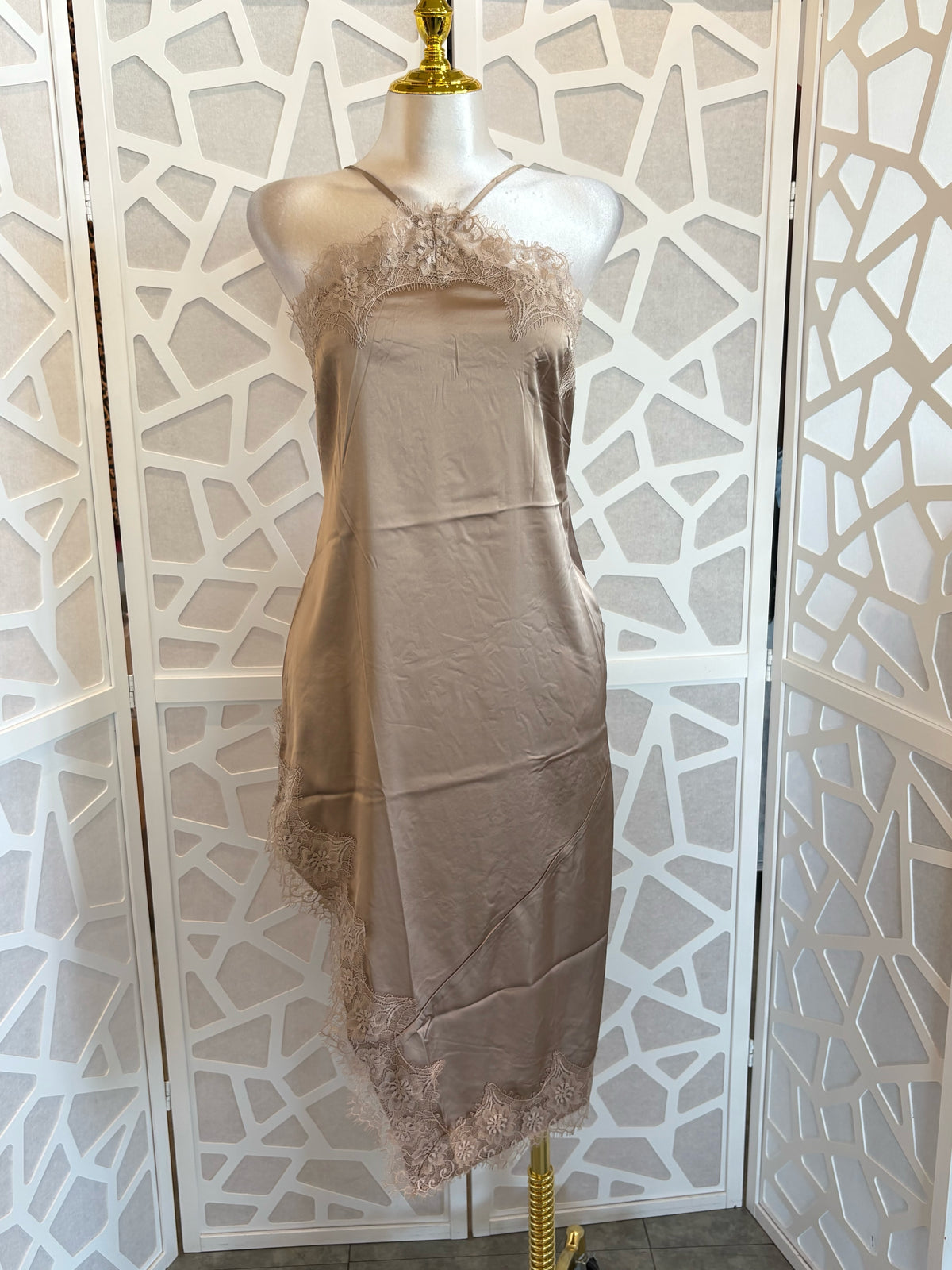 Satin slit midi dress