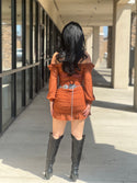ONION MESH RUFFLE DOUBLE RUCHED BODYCON
