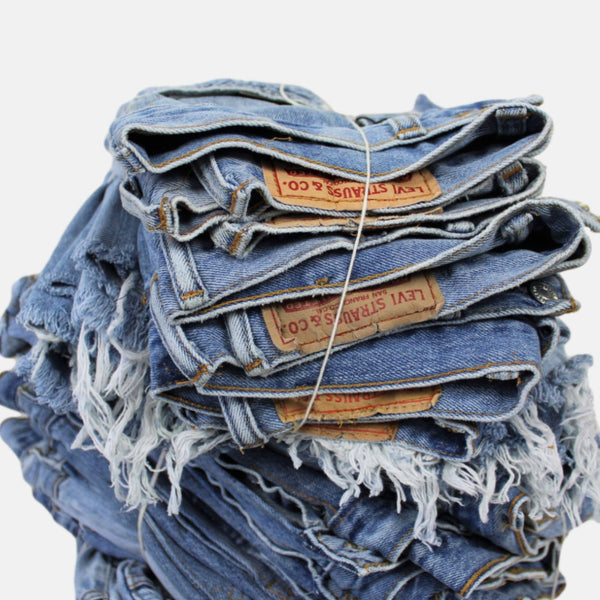 High-Rise Upcycled Denim Cutoff Shorts - Original: 12 (34