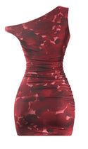 Off Shoulder Abstract Mesh Mini Dress