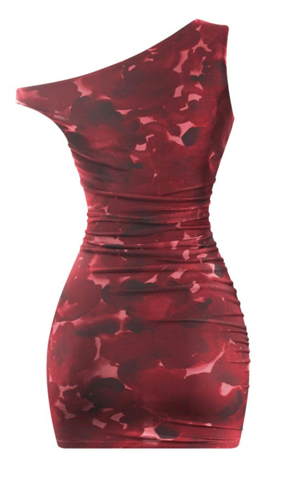 Off Shoulder Abstract Mesh Mini Dress