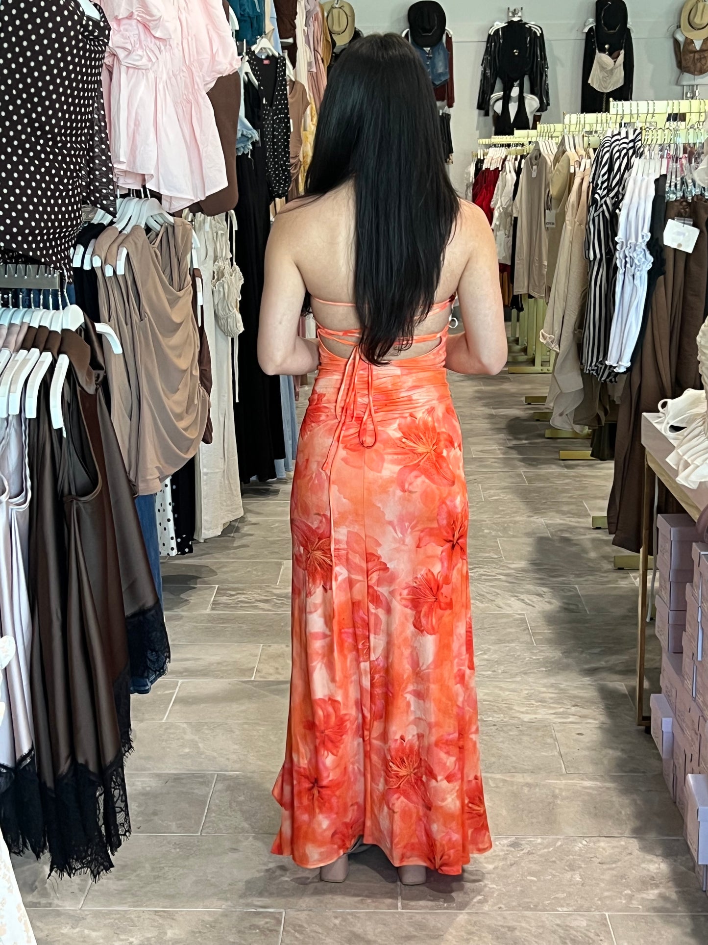 Take me away side high slit maxi dress