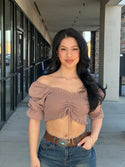 COME TO ME OFF SHOULDER CROP TOP