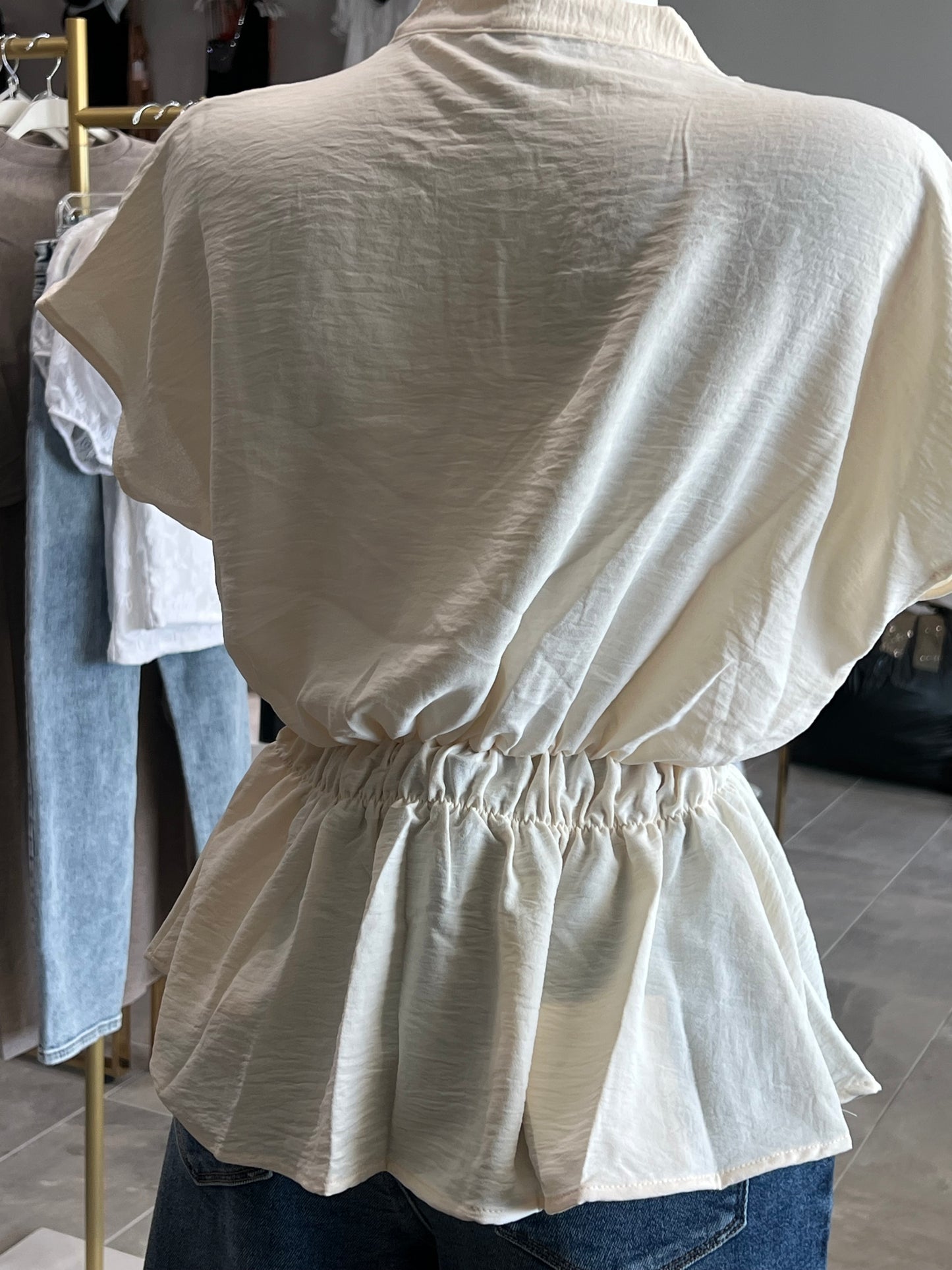 Short-sleeve Peplum Blouse