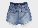 High-Rise Upcycled Denim Cutoff Shorts - Original: 12 (34