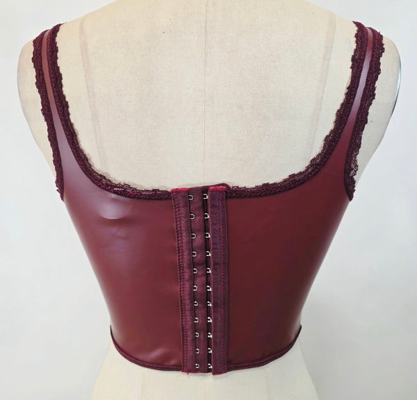 PU tank with lace edges and back hook and eye detail