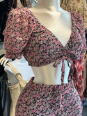 Floral skirt crop set