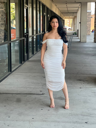 Heather mesh midi dress