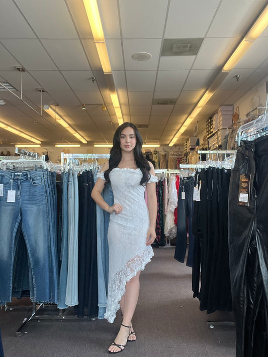 Lace side slit dress