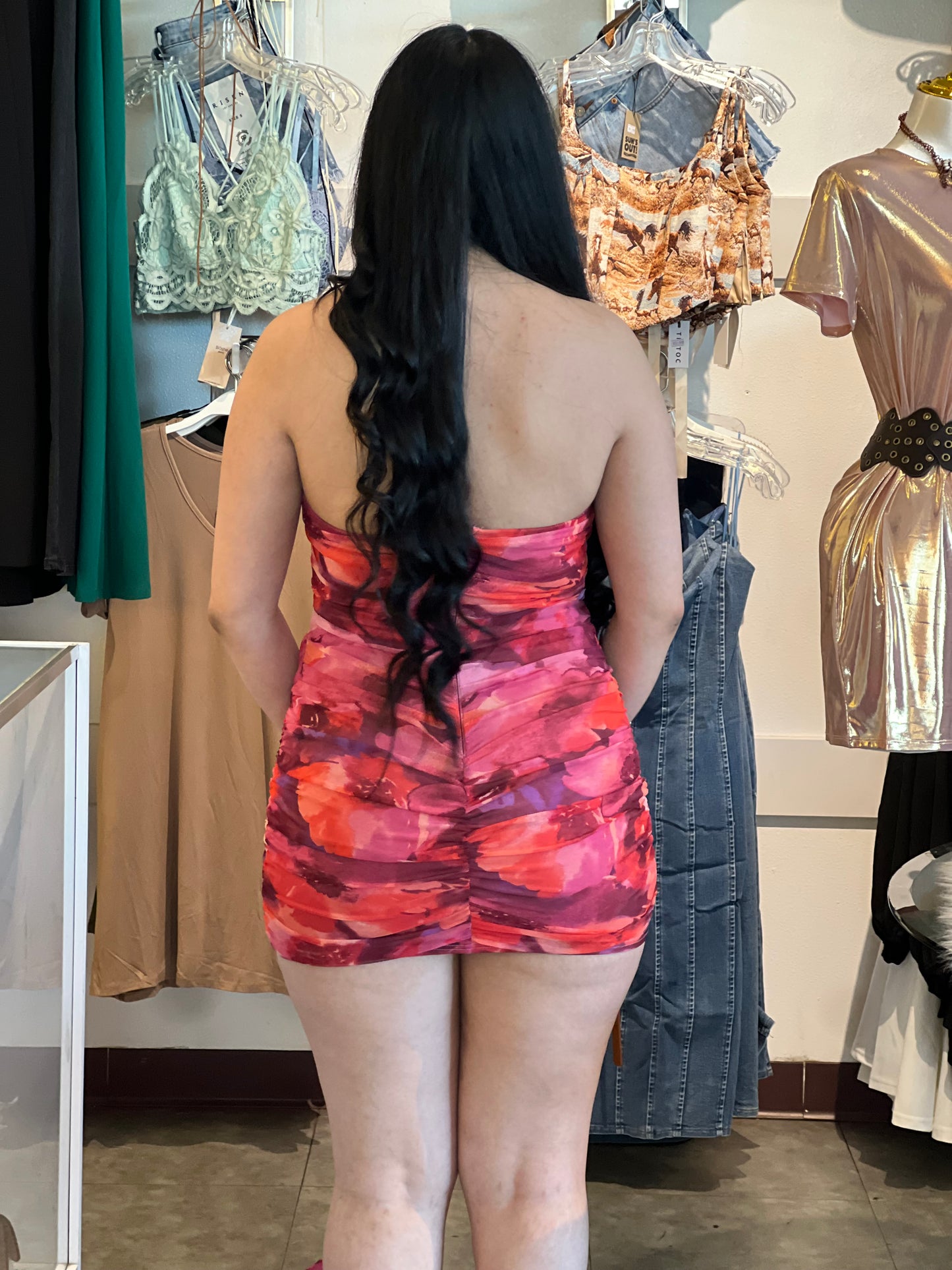 Mini side drap detail dress