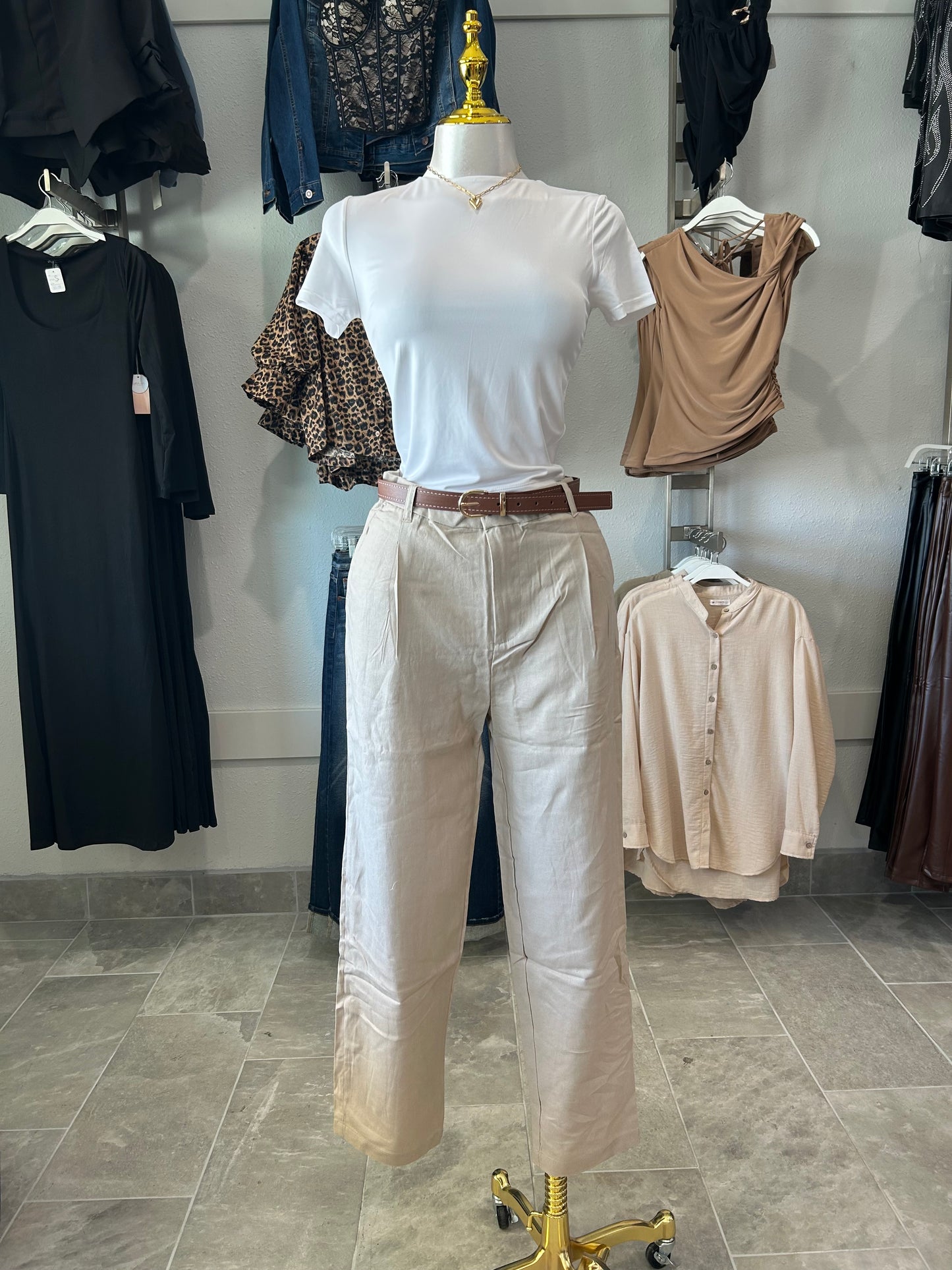 High Waisted Linen Trousers W/belt NO STRETCH