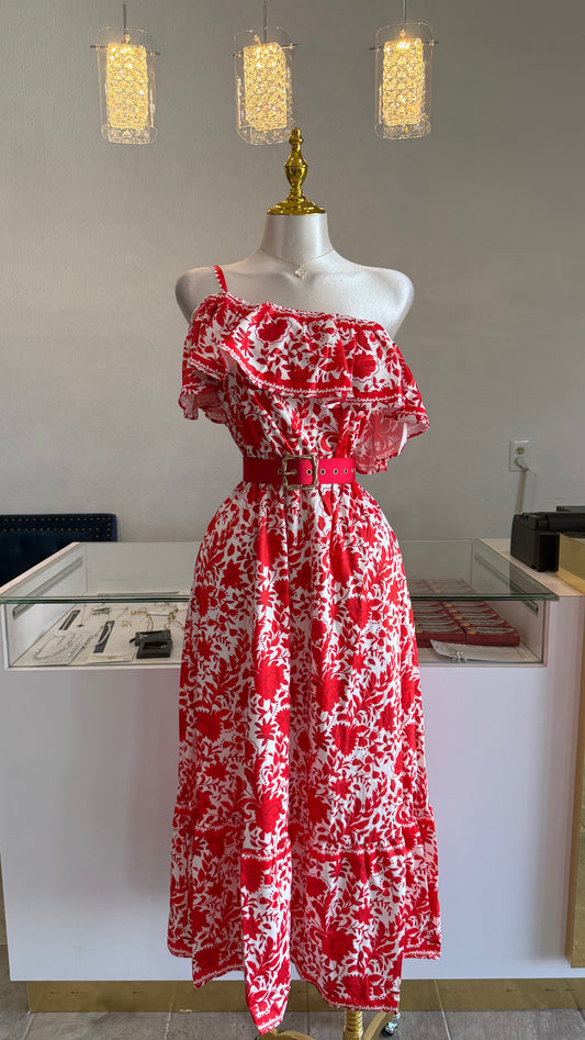 Floral dress with belt