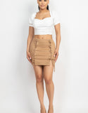 Cross laced side slit skirt