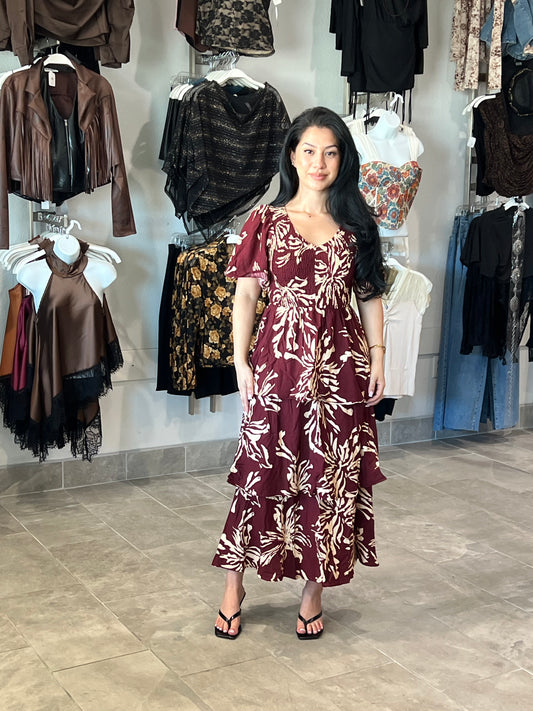 Smocked Tiered Midi Dress