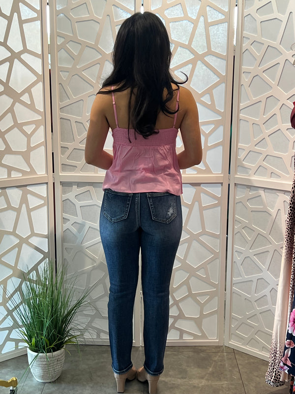 Lace Trim Linen Top