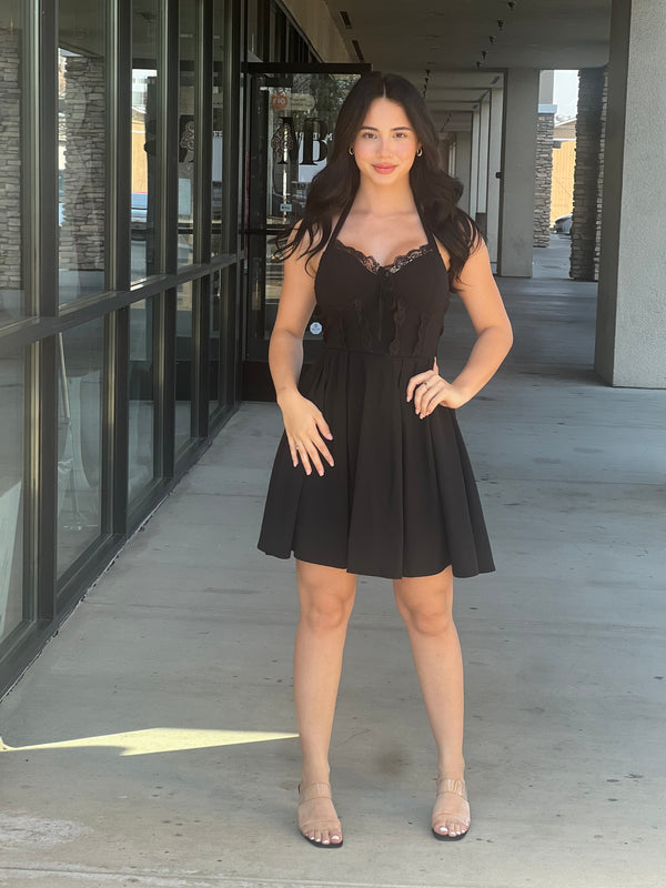 Corset Self-Tie Ribbon Zippered Dress
