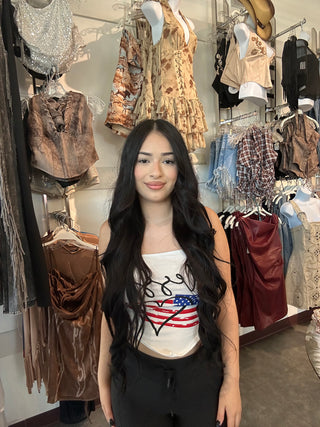 FLAG OPEN BACK CROP TOP