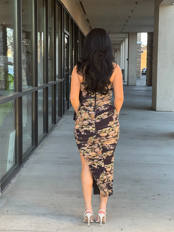 ARMANI MESH PRINT MIDI DRESS