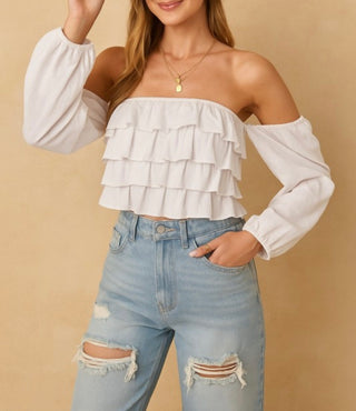 Off Shoulder Tiered Summer Days CROP Top