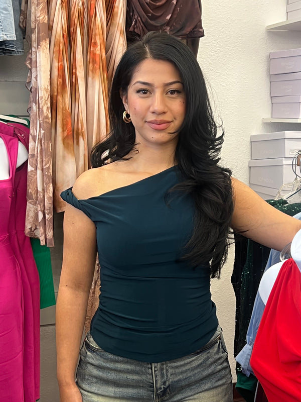 Twist teal top