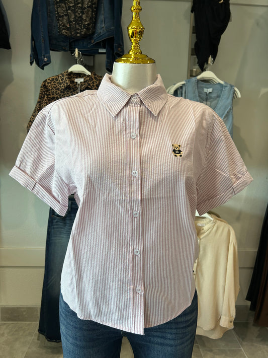 Roll-up Short Slv Stripe Shirt