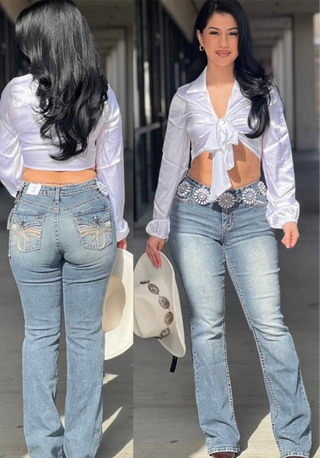 Junior Heavy Stitch Mid-Rise Bootcut W/Embroidery