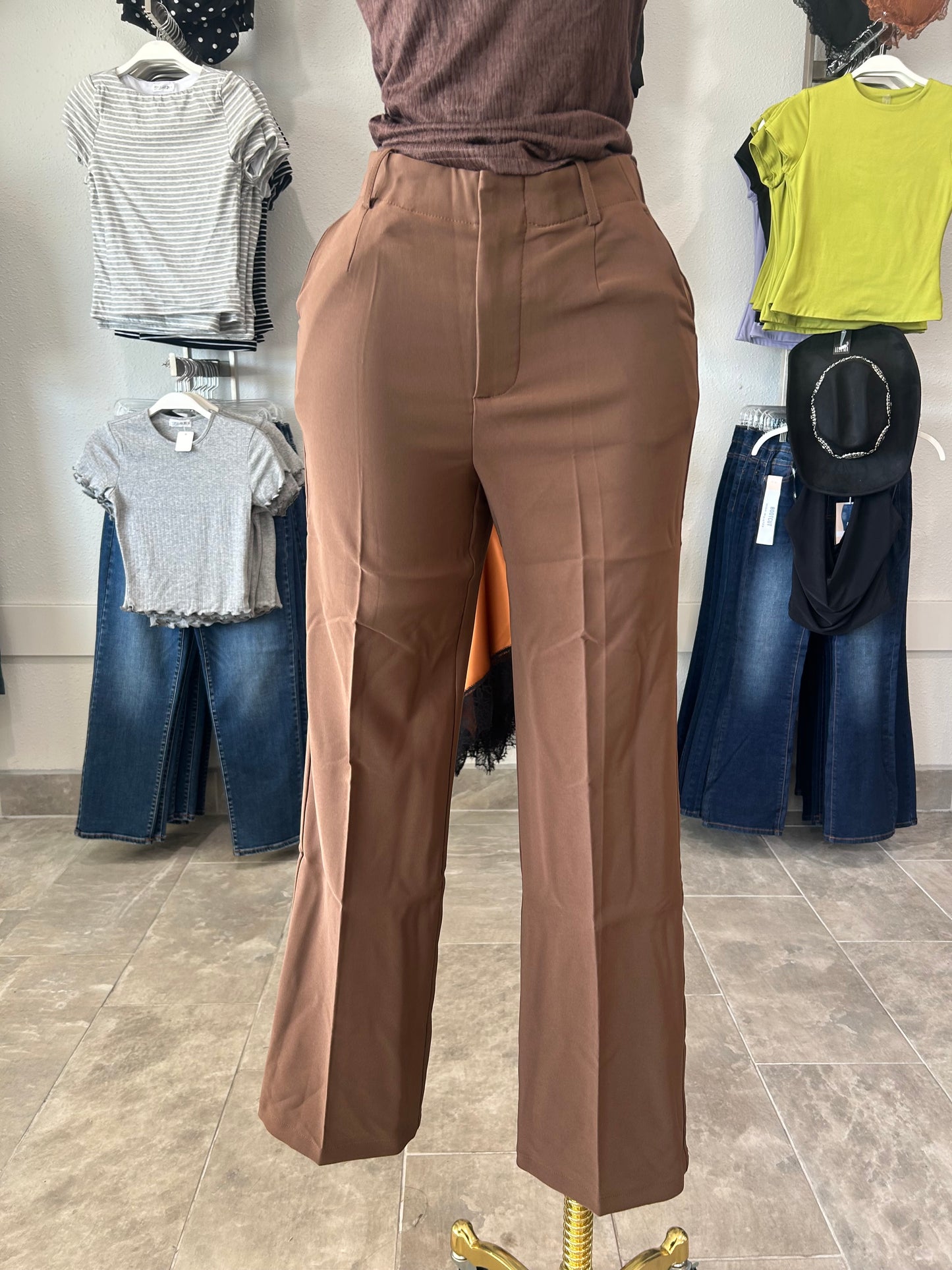 TEXTURE POLY SPAN STRAIGHT LEG PANTS