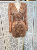 SEQUIN BELL SLEEVE MINI DRESS
