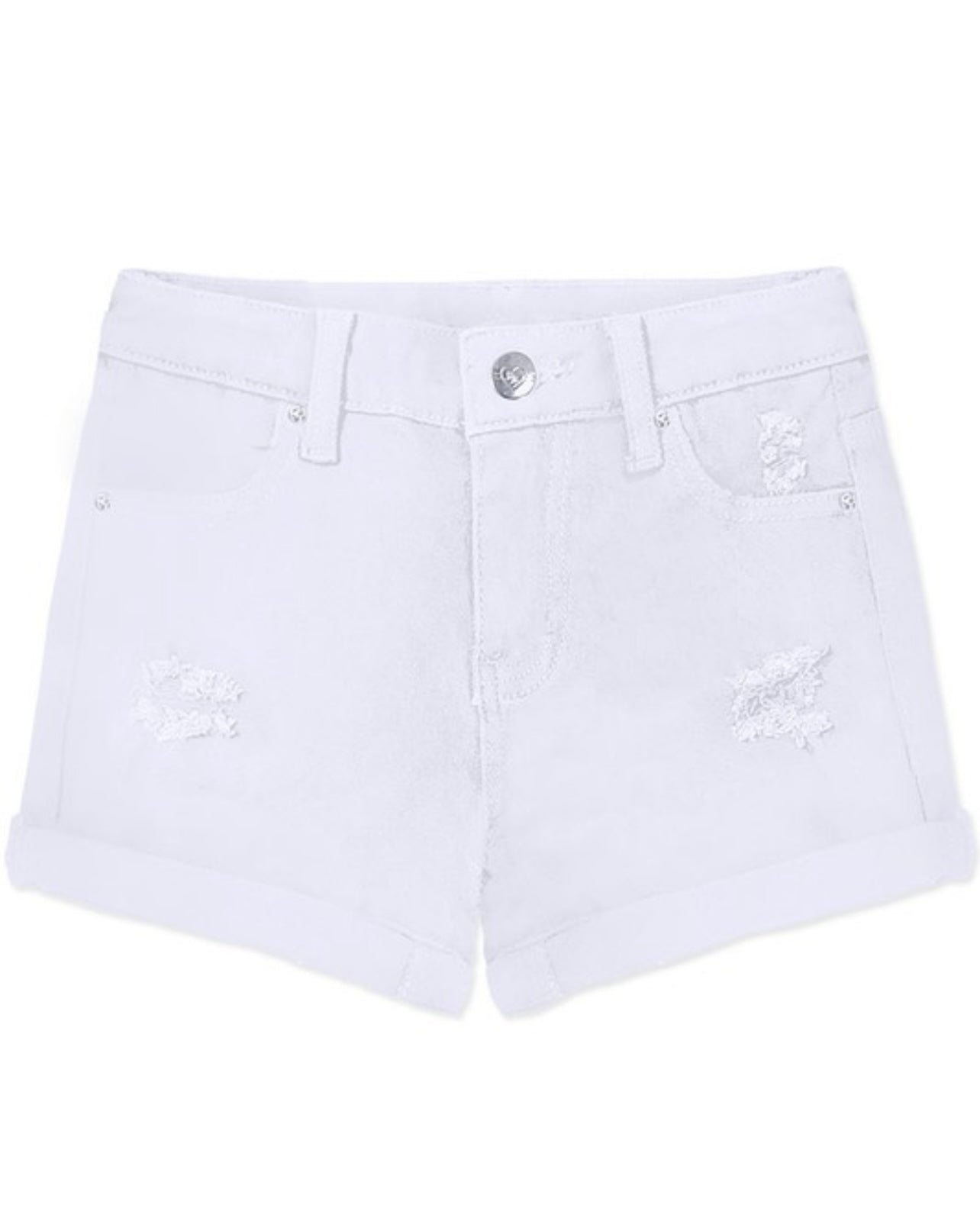 Girl's Premium Denim Short w/Distress & Double Roll-Up