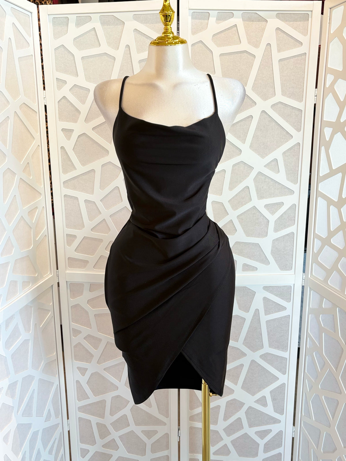 Satin front slit dress