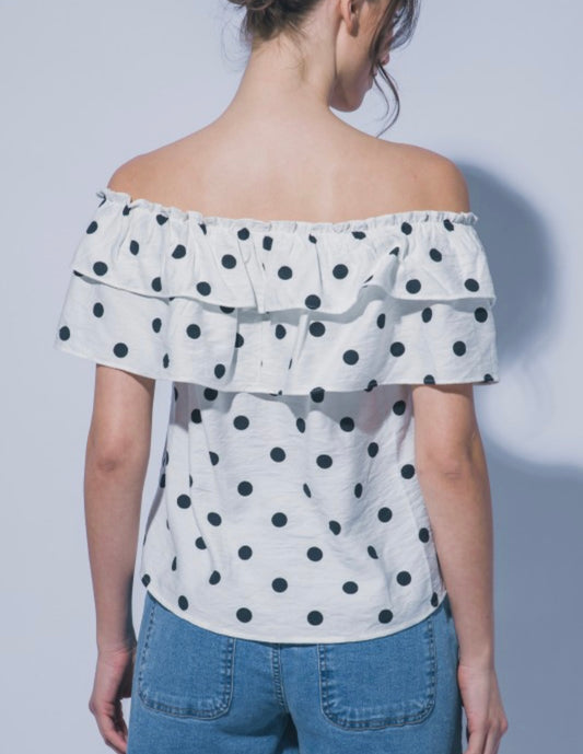 POLKA DOT OFF-THE-SHOULDER TOP