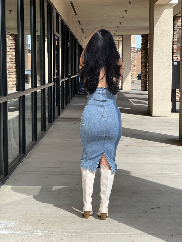 WENDY DENIM STRAP DRESS