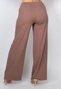 Drawstring Mid-Rise Elastic Pants