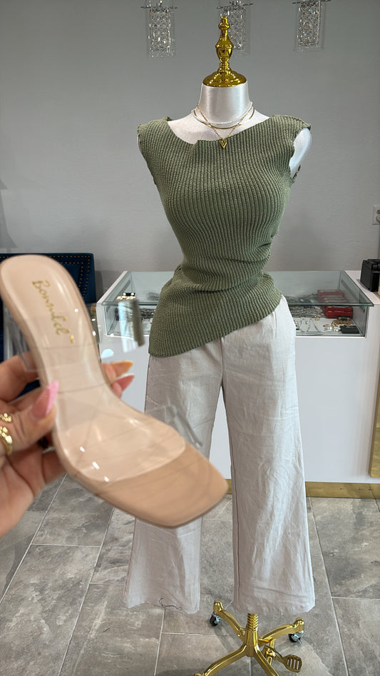 Asymmetrical basic top (olive